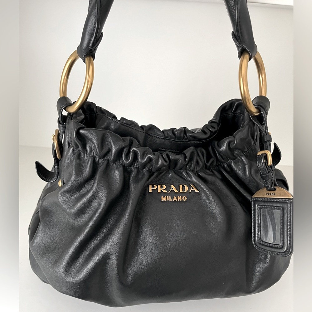 Prada Black Leather Hobo Bag 🖤✨